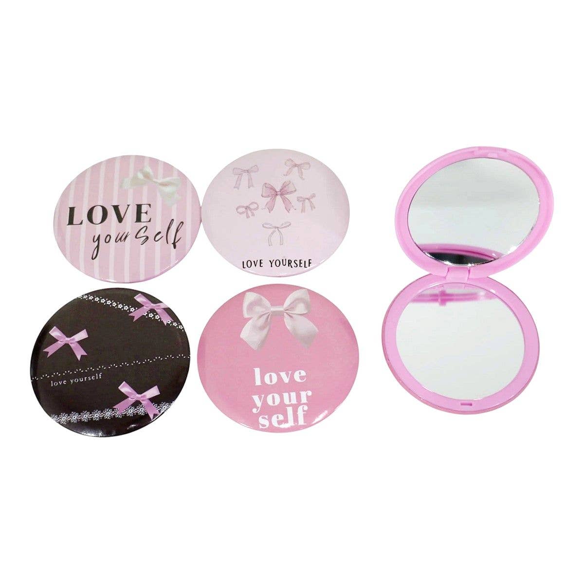 Diacly - Wholesale Compact Mirror - 12pk Pink Ribbon Handheld Compact Mirror1