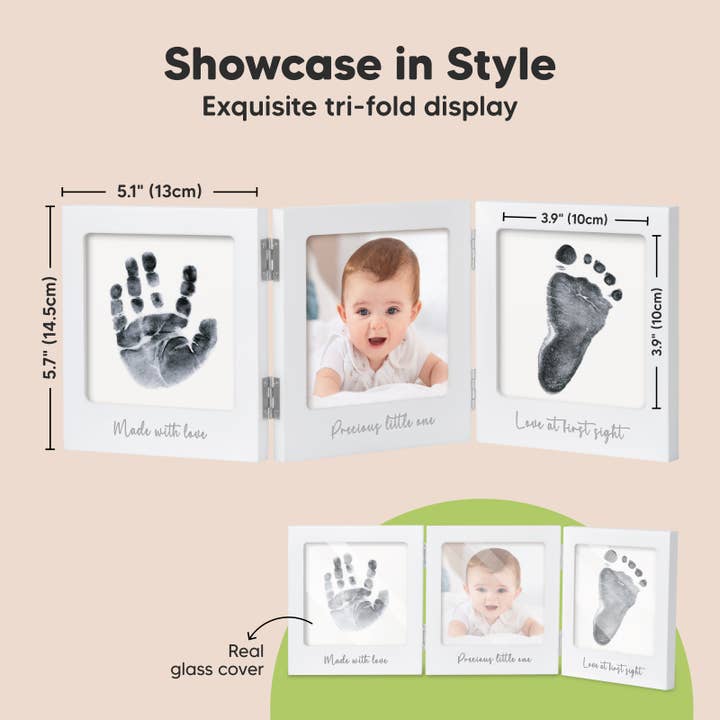 Weiß/Silber KeaBabies Fond Tintensfreies Baby-Hand- und Fußabdruck-Kit, Neugeborenen-Geschenk für den Großhandel auf Faire2