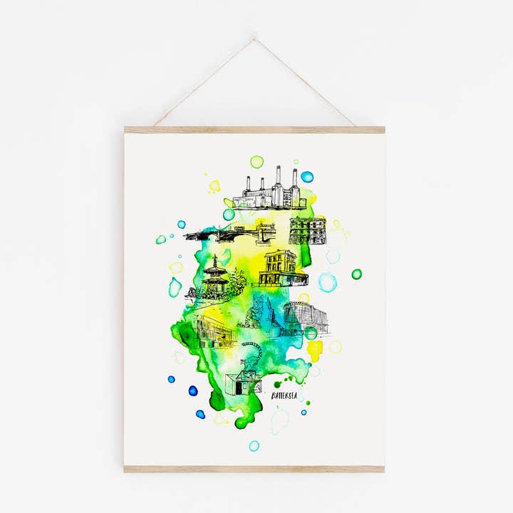 Battersea London Area Art Print for wholesale by Drawn Together Art Collective