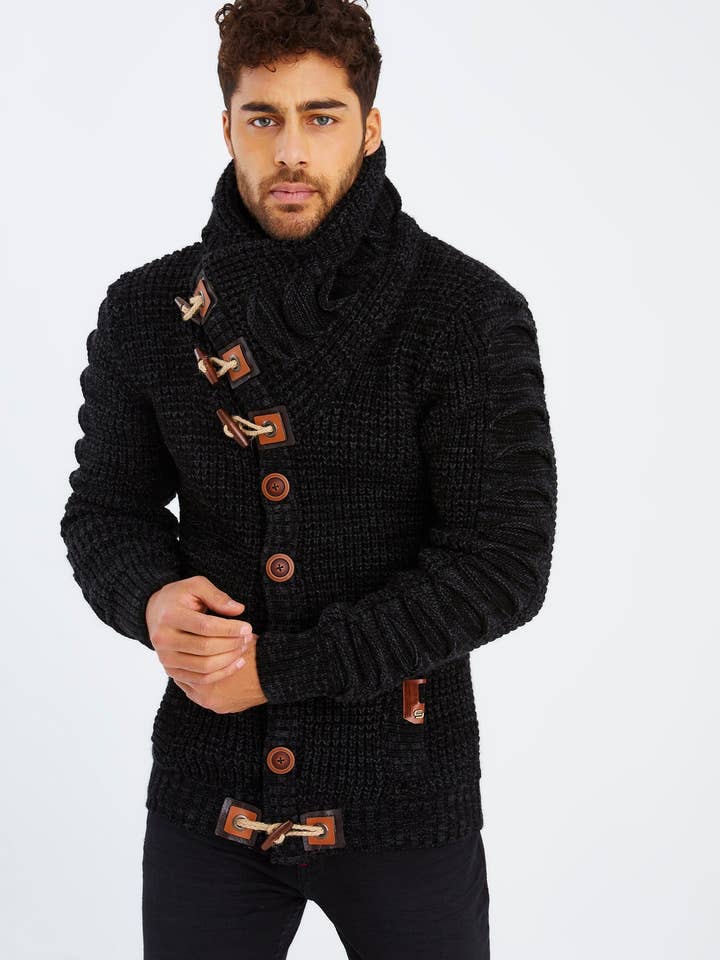 Leif Nelson GmbH - Wholesale Knit Sweater - Men's - Men's Knit Sweater Chunky Knit Shawl Collar LN-558531