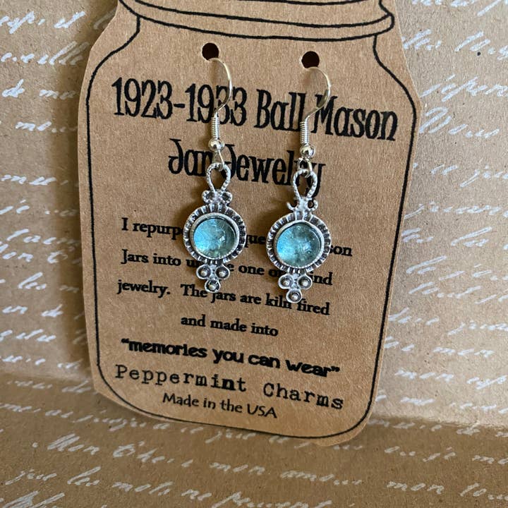 Peppermint Charms - Wholesale Dangle Earrings - Antique Ball canning jar earrings sterling silver