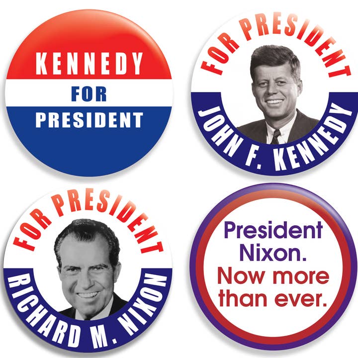 Kennedy and Nixon Election Pinback Buttons for wholesale by Great North American Button Emporium