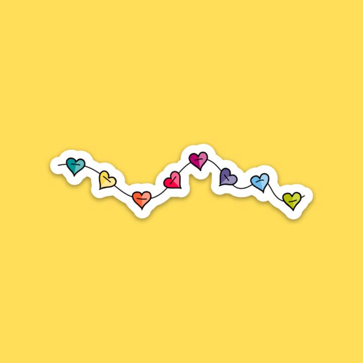 Kevin & Kaia - Wholesale Sticker - String of Hearts 💚🧡💜💛 - Sticker