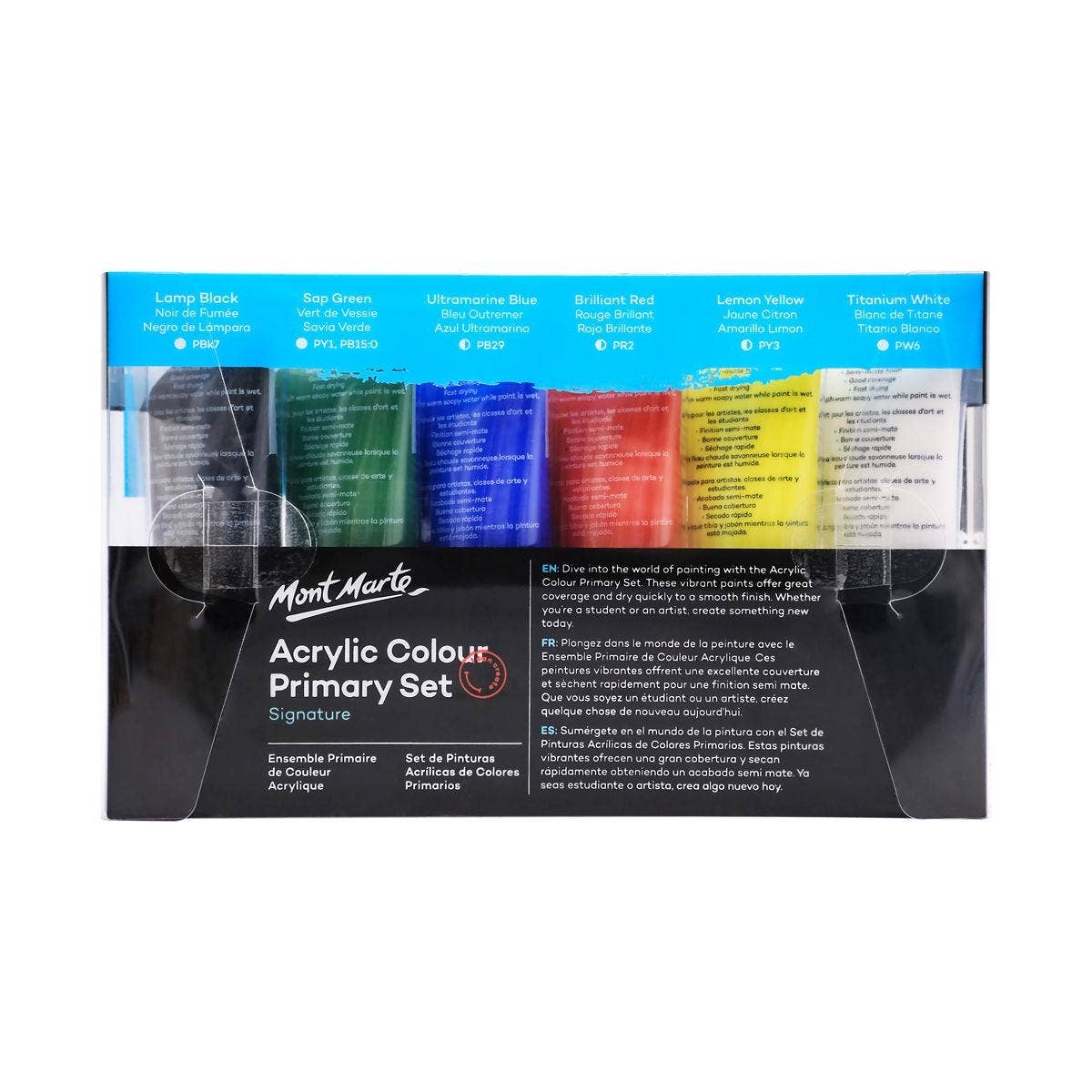 Mont Marte Usa, Inc. - Wholesale Paint Set - Acrylic Color Primary Paint Set Signature 6pc x 50ml (1.7oz)1