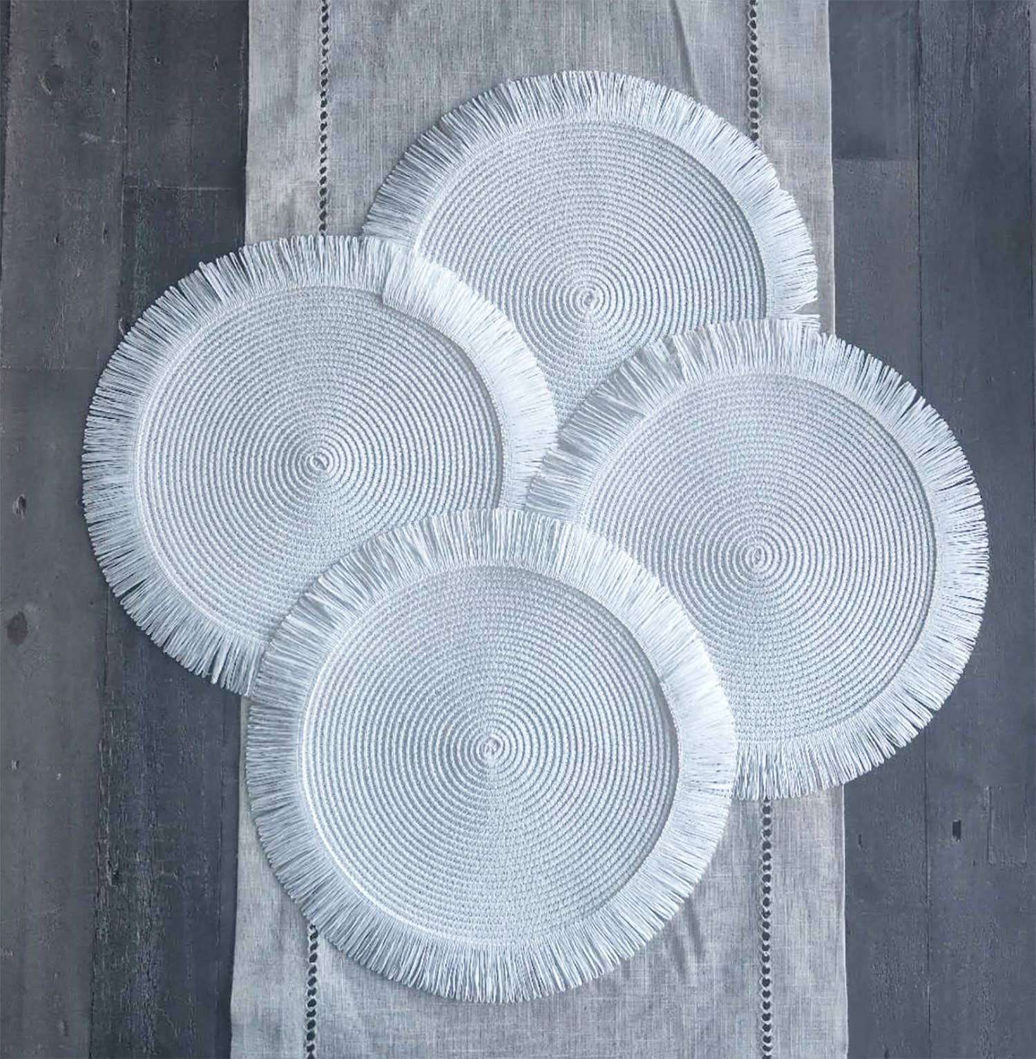 Fennco Styles - Wholesale Placemat - Handwoven Fringe Boho 15" Round Placemat12