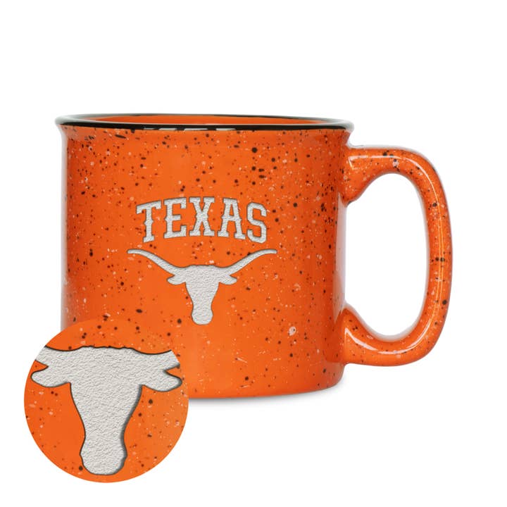 NCAA Texas Longhorns Speckle 12oz Laser Engr. Campfire Mug for wholesale by Rico Industries