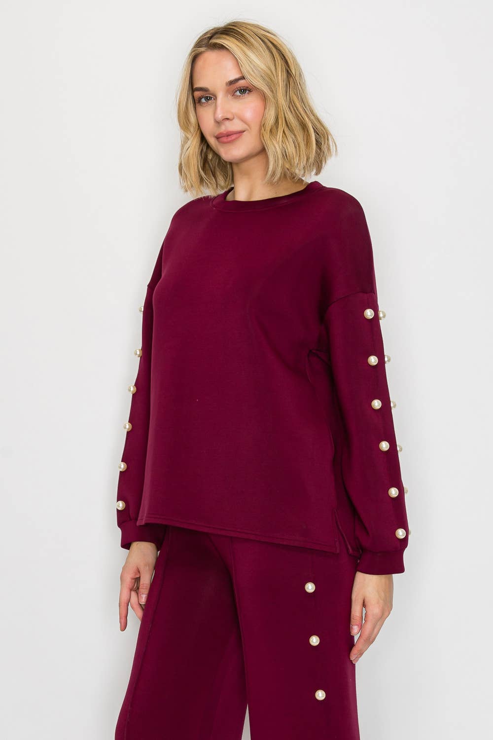 Joh Apparel - Venta al por mayor Jersey corto de punto - Mujer - Top de perlas Katri Stretch French Scuba35