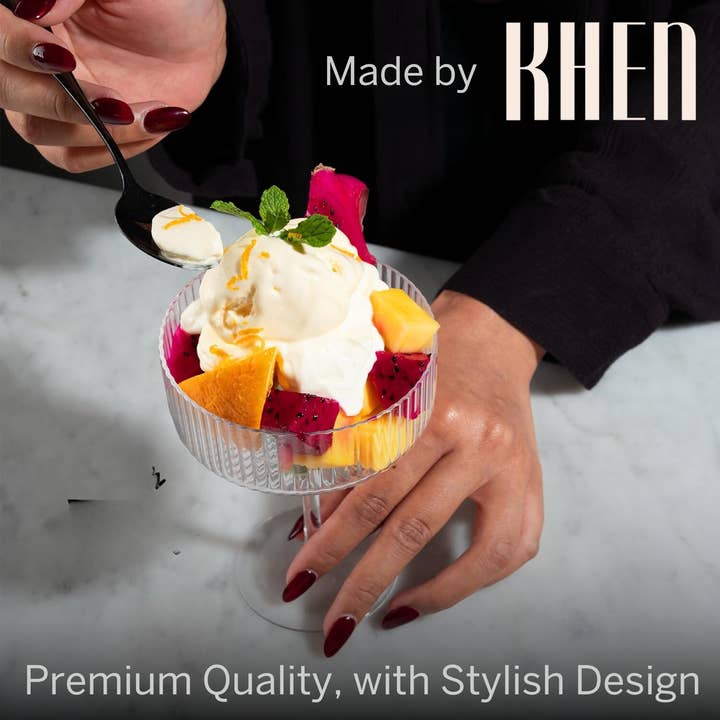 The Wine Savant / Khen Glassware - Wholesale Cocktail/Liquor Glass - Ribbed Vintage Art Deco Coupe Glasses - Martini 2 Set 12oz1