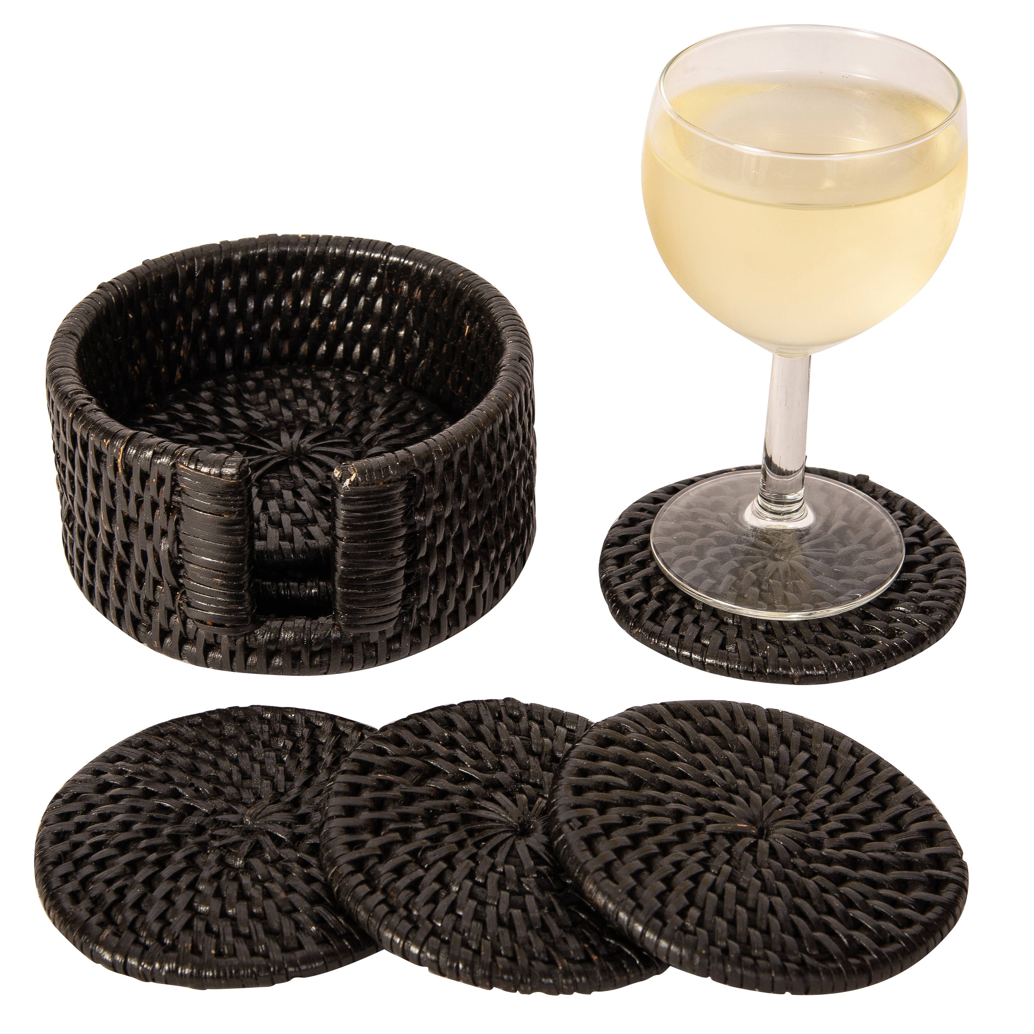 Artifacts Trading Company – Engroshandel Bordskånere – Rundt Rattan Bordskåner Sæt – 7 Stykker1