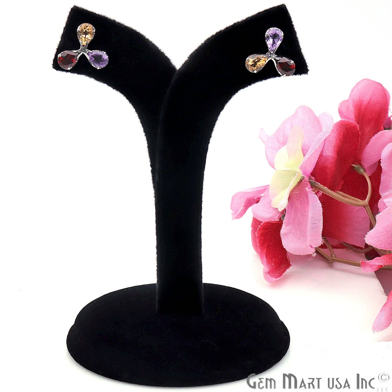 GemMartUSA – wholesale Solitärörhängen – Flerfärgad 16x11mm Sterling Silver Flower Stud örhänge4