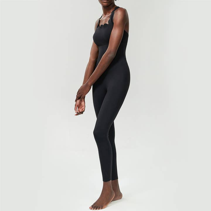 Sodalemon - Wholesale Activewear Set - Women's - Women Wave Shape Fitness Set Yoga Cross Back Jumpsuit1