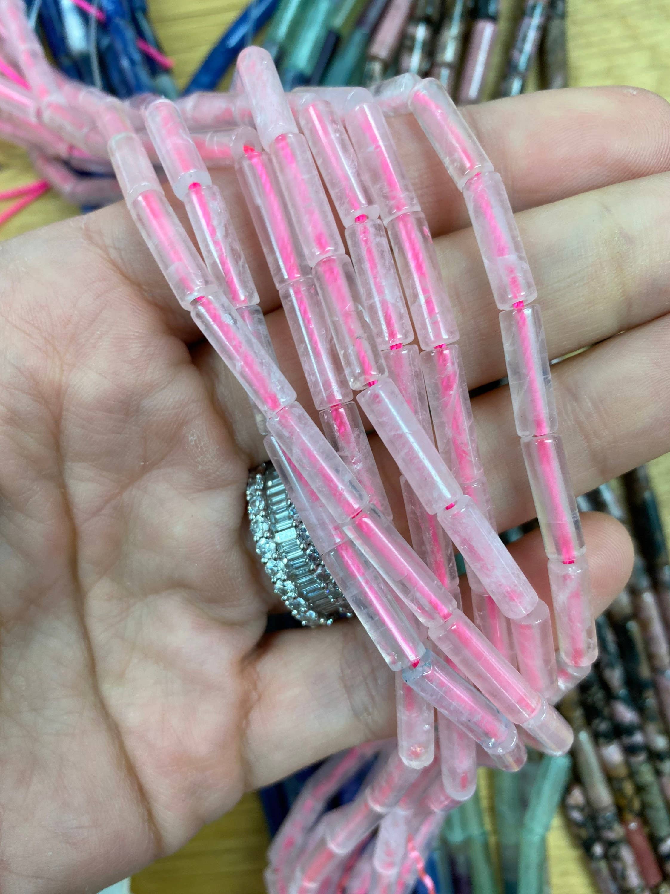 The Bead Bazaar - Wholesale Beads - Crystal Healing Gemstone Tube Beads Strand, Chakra Natural Gemstone Tube Beads, Accent Stone Beads, Healing Stone Accent Beads, Long Beads2
