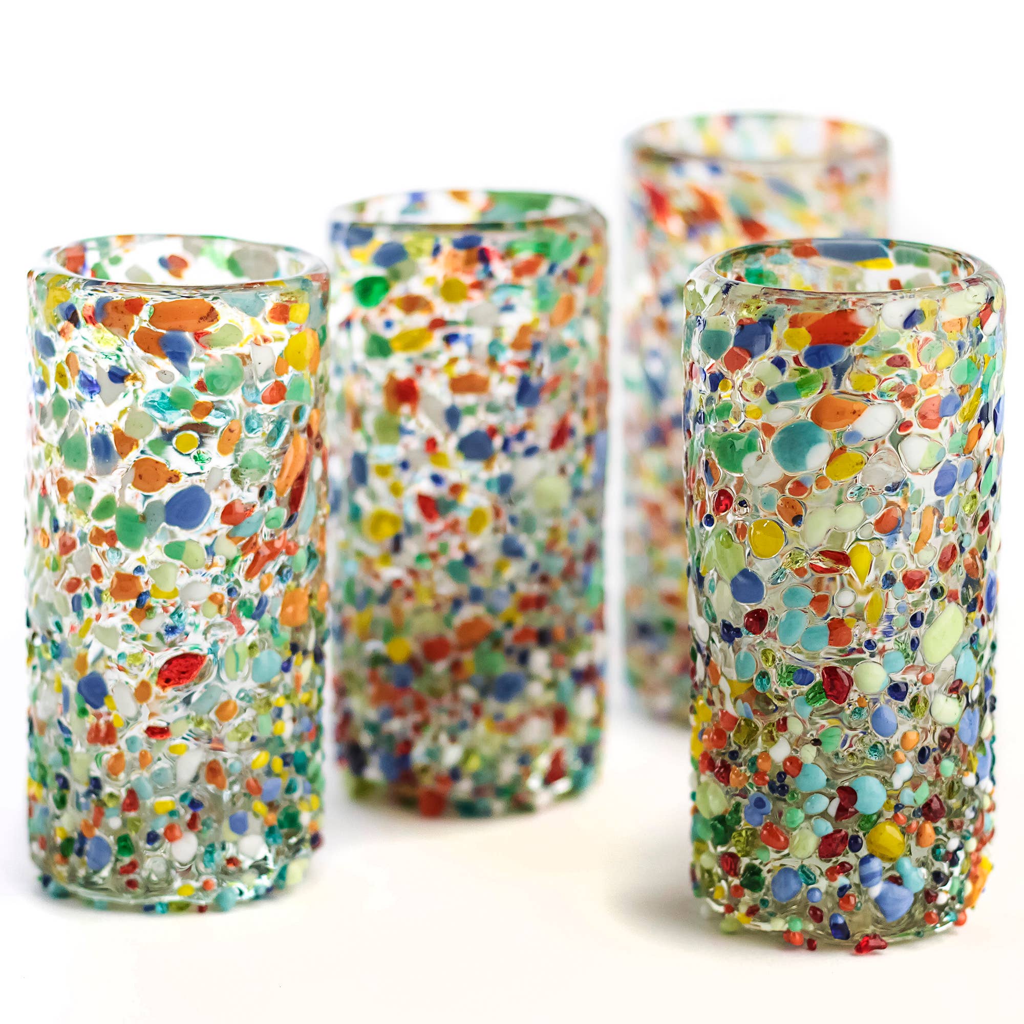 MEXTEQUIL - Wholesale Shot Glass - MEXTEQUIL Hand Blown Shot Glasses Set of 4 2 Oz -Confetti1
