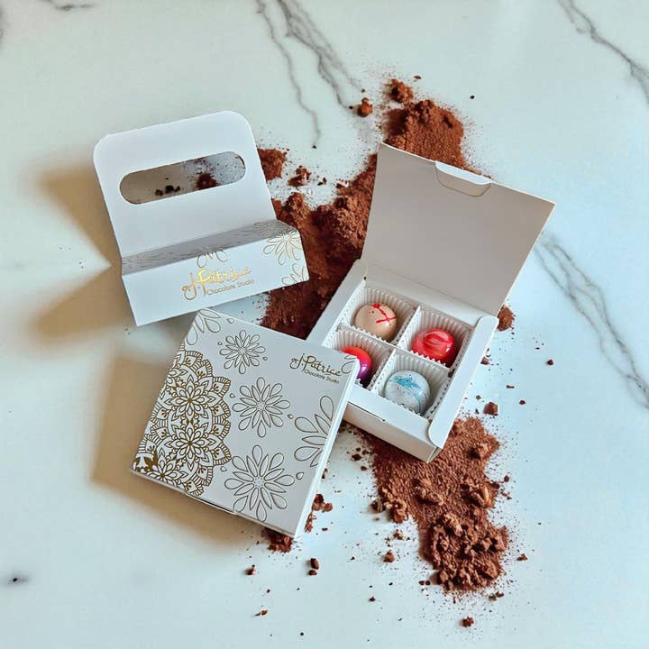 J. Patrice Chocolate Studio - Wholesale Chocolate Box - 4 Pc Box for Bulk Bonbon ( Packaging only)