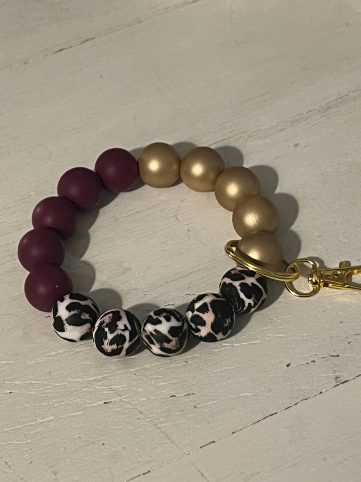 Golden Plum Cheetah sleutelhanger polsbandje voor wholesale door Inspiration Beads