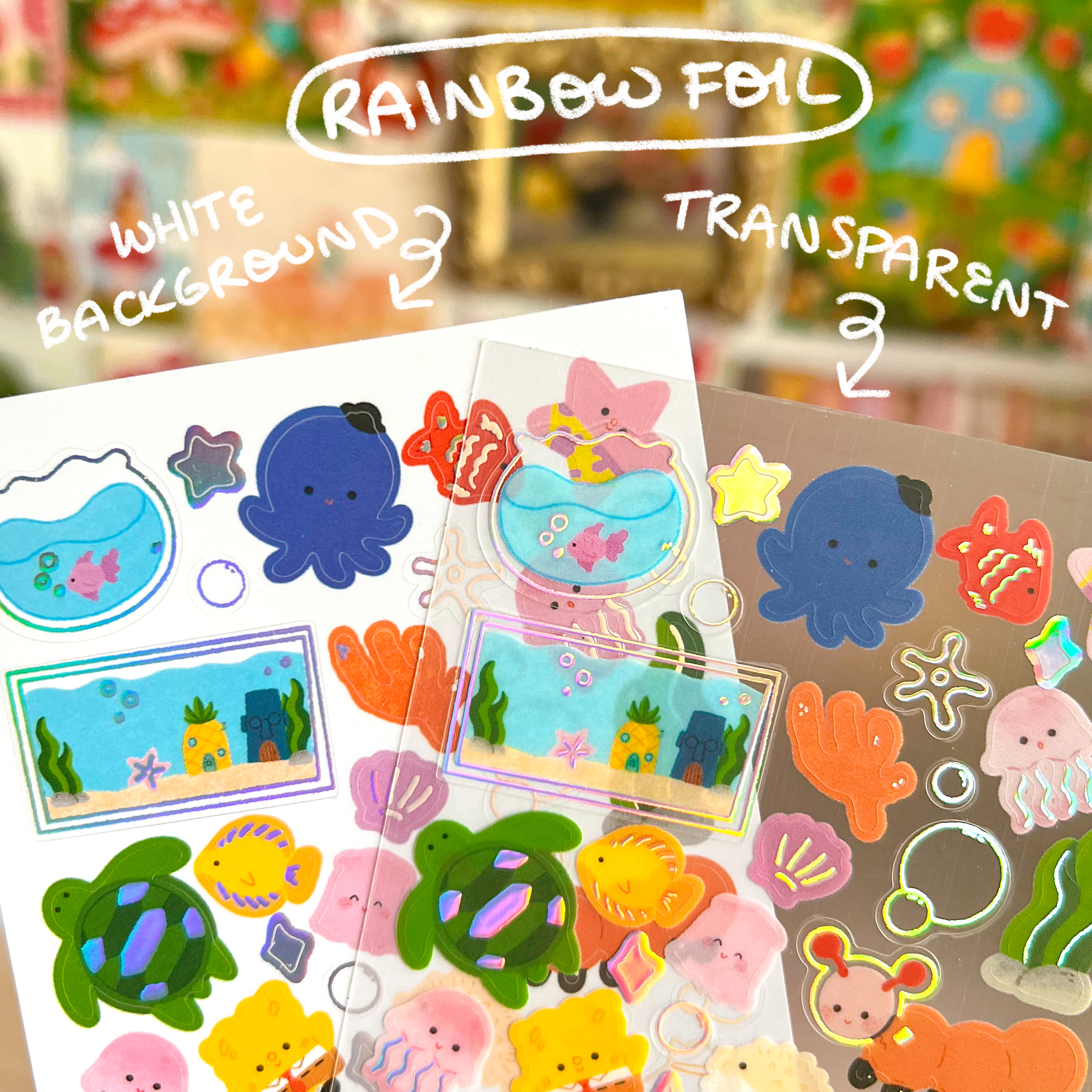 Veronica Porlier Illustrations - Wholesale Sticker - Holographic Ocean Sticker Sheet3