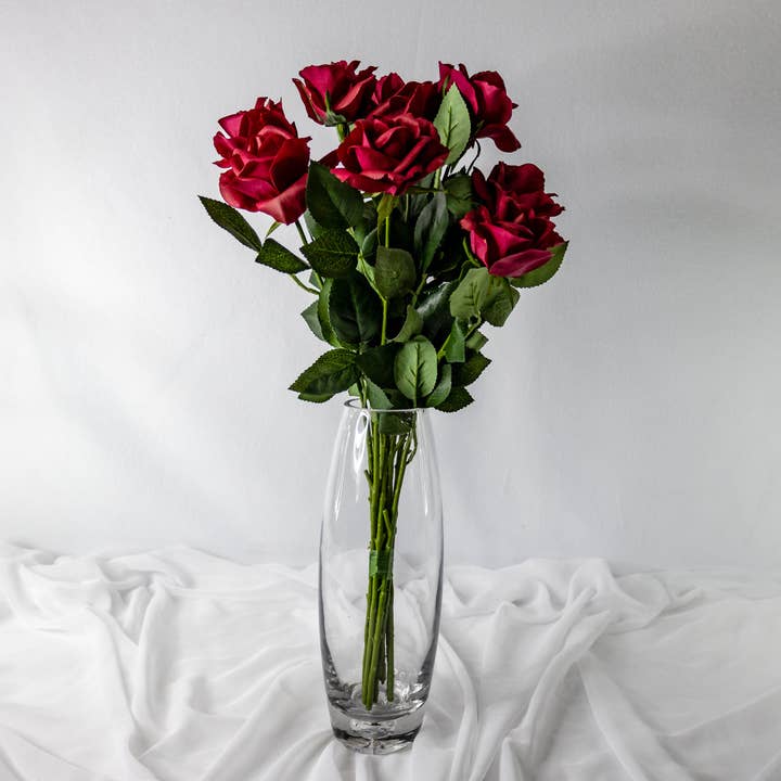Realistic Artificial Flowers - Wholesale Artificial Flowers - Red Real Touch Rose - Open Bloom1