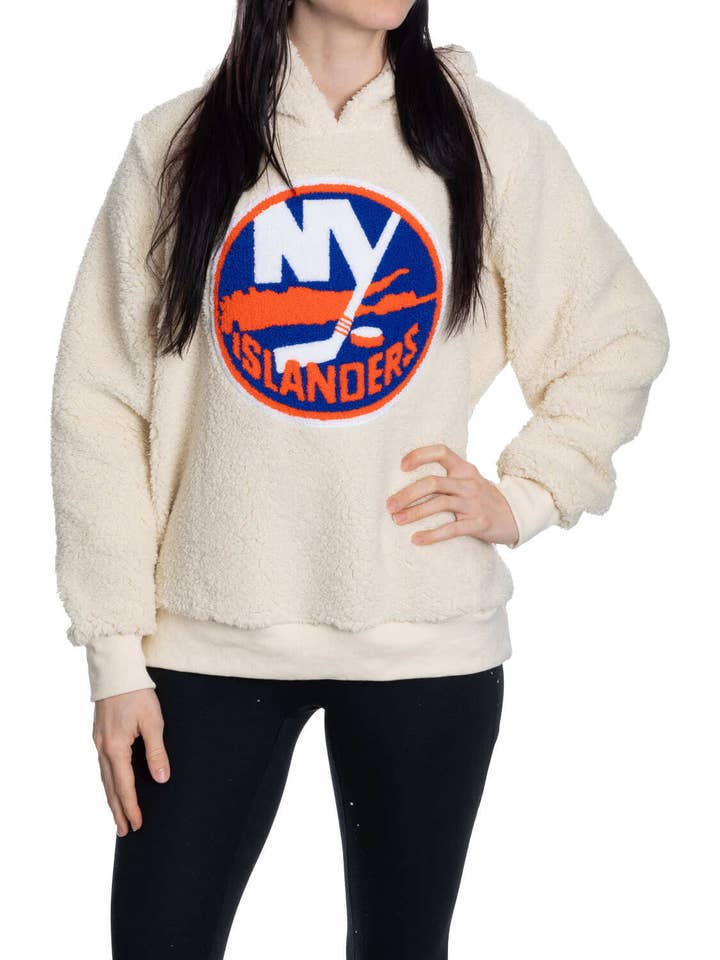 New York Islanders Women's Sherpa Hoodie for wholesale by Bench Clearers