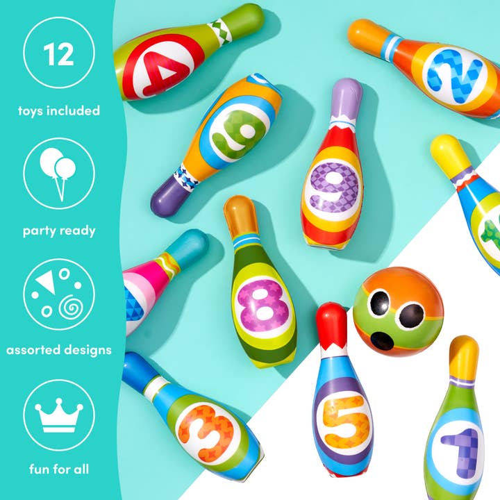 The Twiddlers - Vendita all'ingrosso Set di giocattoli - Bambini - Set di 12 giocattoli morbidi da bowling con birilli in schiuma e bowling1