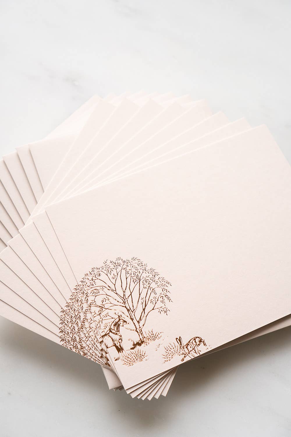 Danielle Demers Studio – wholesale Stationery/notecard set – Horse, Hare & Willow Foil Stamped Cards, Cream, Set of 84