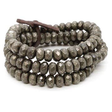 Faceted Pyrite Three Strand Bracelet -BL-PY for wholesale by LIZOU