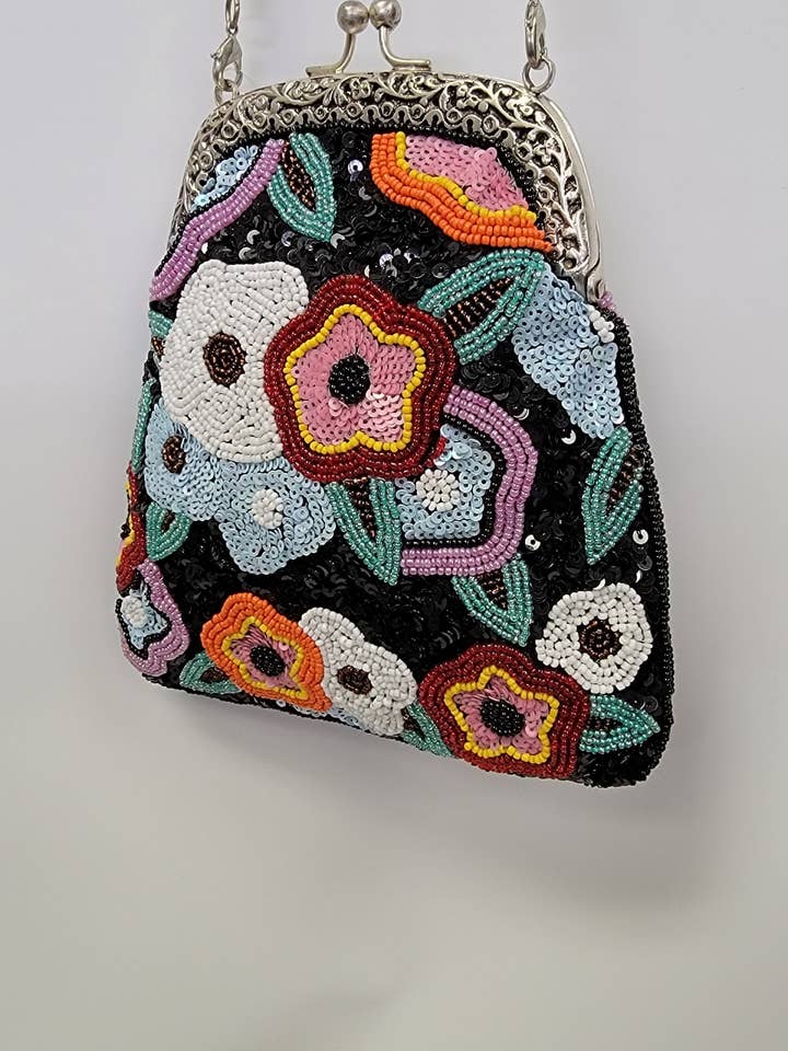 VINTAGE CLASSIC ALL BEADED FLORAL BAG #ACP 628 for wholesale by Ricki designs