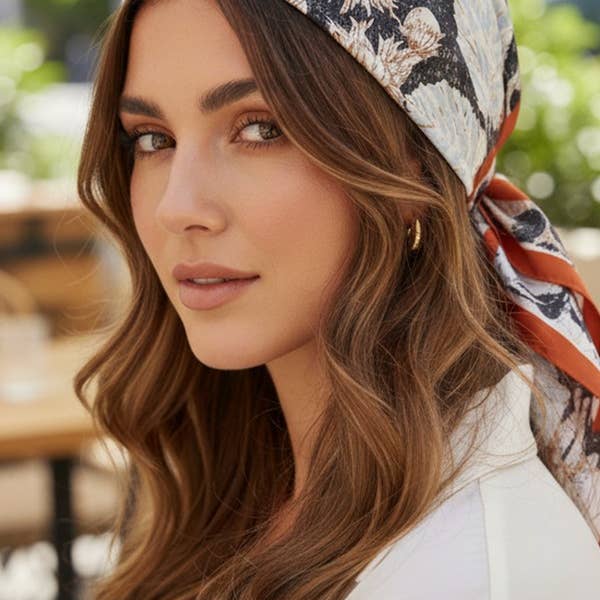 Artini Accessories - Wholesale Scarf - Women's - Floral Printed Silky Square Scarf2