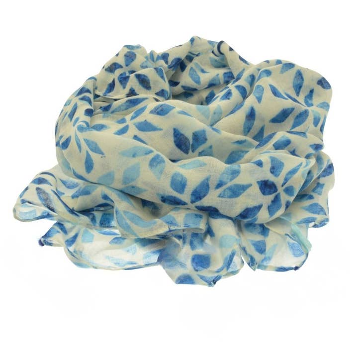 Blue Leaf Scarf for wholesale by Miss Milly Limited