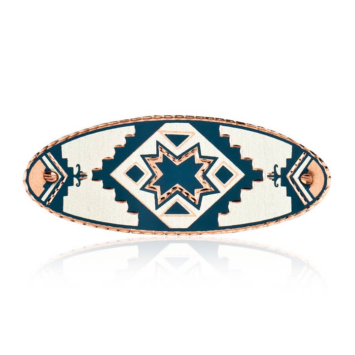 HR 721bl Teal Blue Native American Star Barrettes for wholesale by COPPER ARTS INC.
