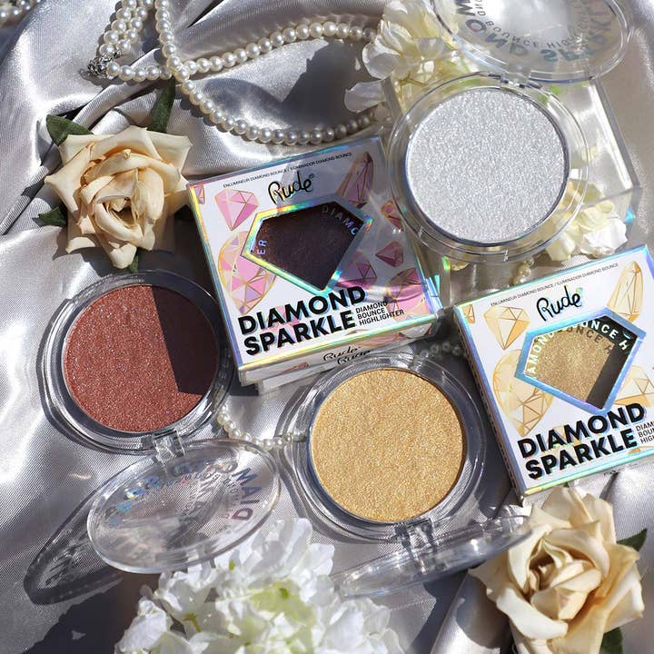 Rude Cosmetics - Wholesale Makeup Highlighter - Diamond Sparkle Diamond Bounce Highlighter Display Set, 24pc