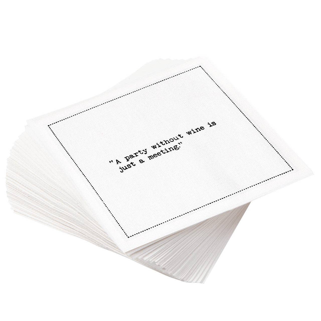 Five Star Napkins Inc. - Wholesale Disposable Napkin - Wine Quotes - White Cotton Cocktail Napkins x 502