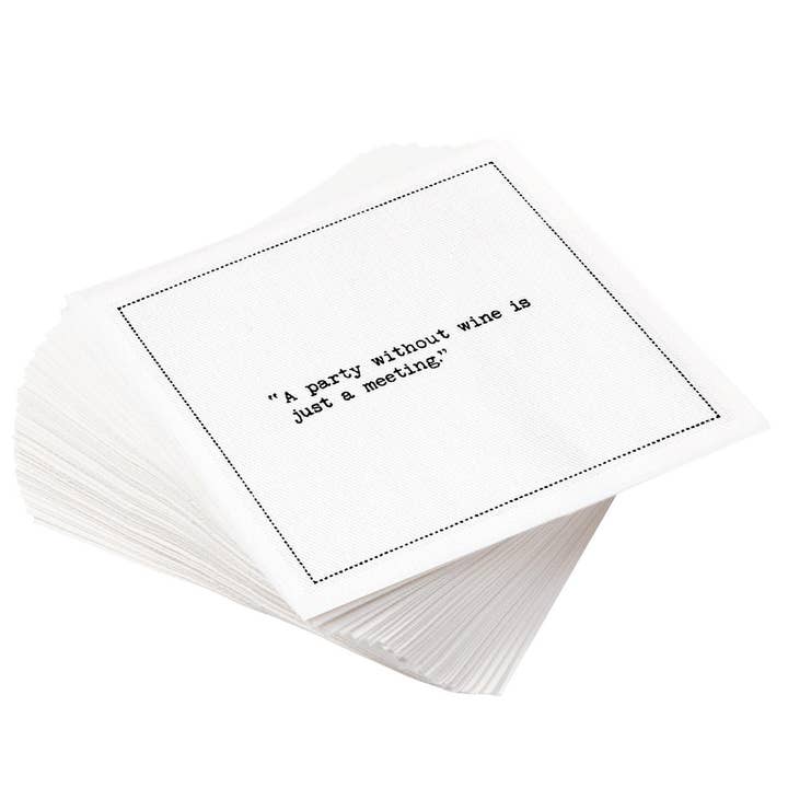 Five Star Napkins Inc. - Wholesale Disposable Napkin - Wine Quotes - White Cotton Cocktail Napkins x 502