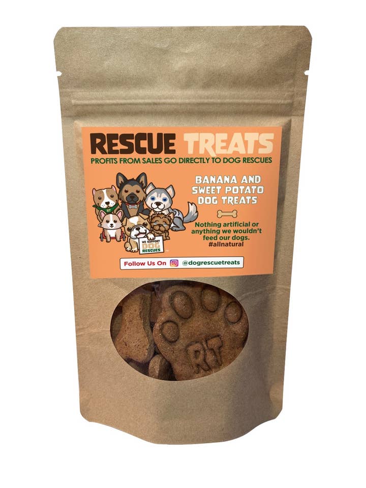 Rescue Treats Banana & Sweet Potato Dog Treats Medium Bag for wholesale by Rescue Treats