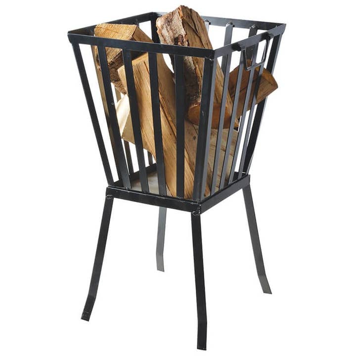 Square Fire Basket, Metal, Black for wholesale by Esschert Design USA