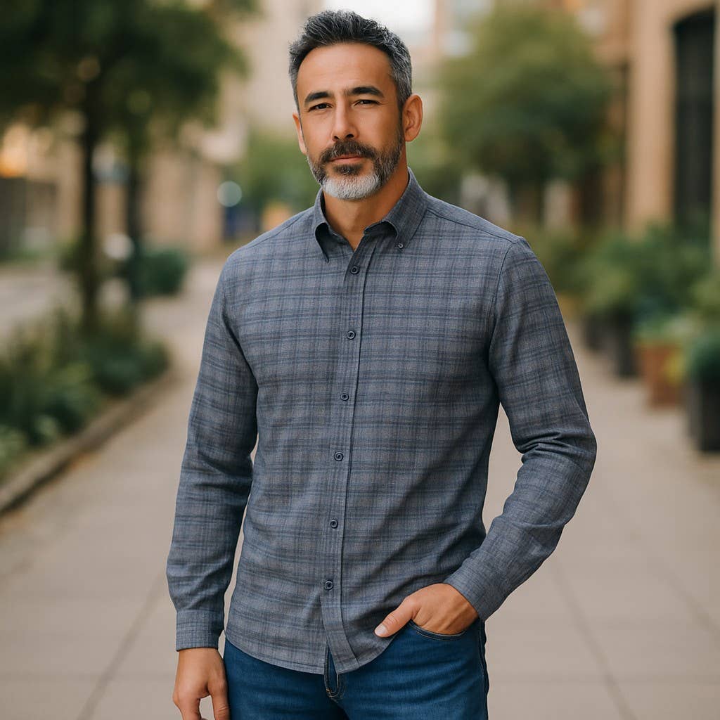 Wear Sierra - Wholesale Button Down Shirt - Men's - Men's Turkish Long Sleeve Button Down Shirt in Dark Gray2