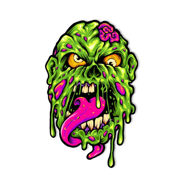 Zombie Face Sticker for wholesale by Sticker Shuttle