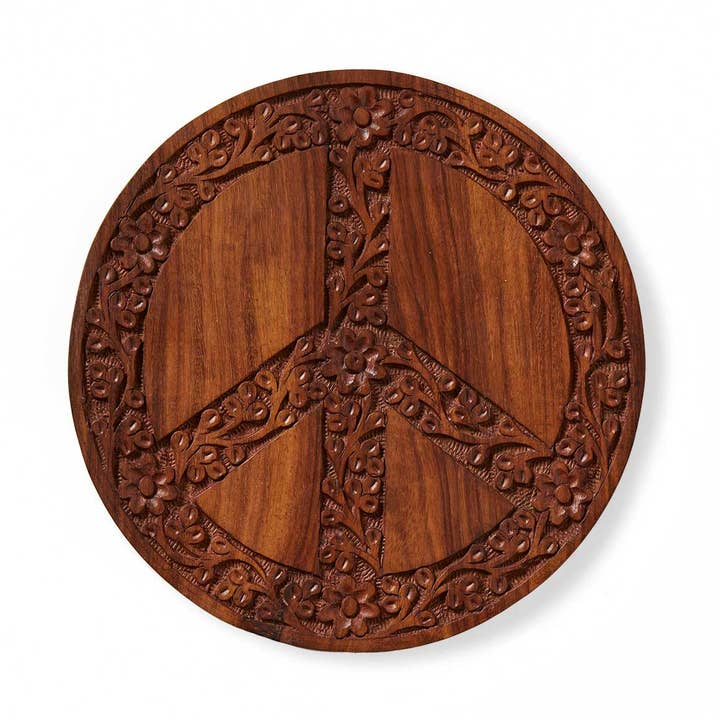 Floral Peace Shesham Trivet for wholesale by SERRV International