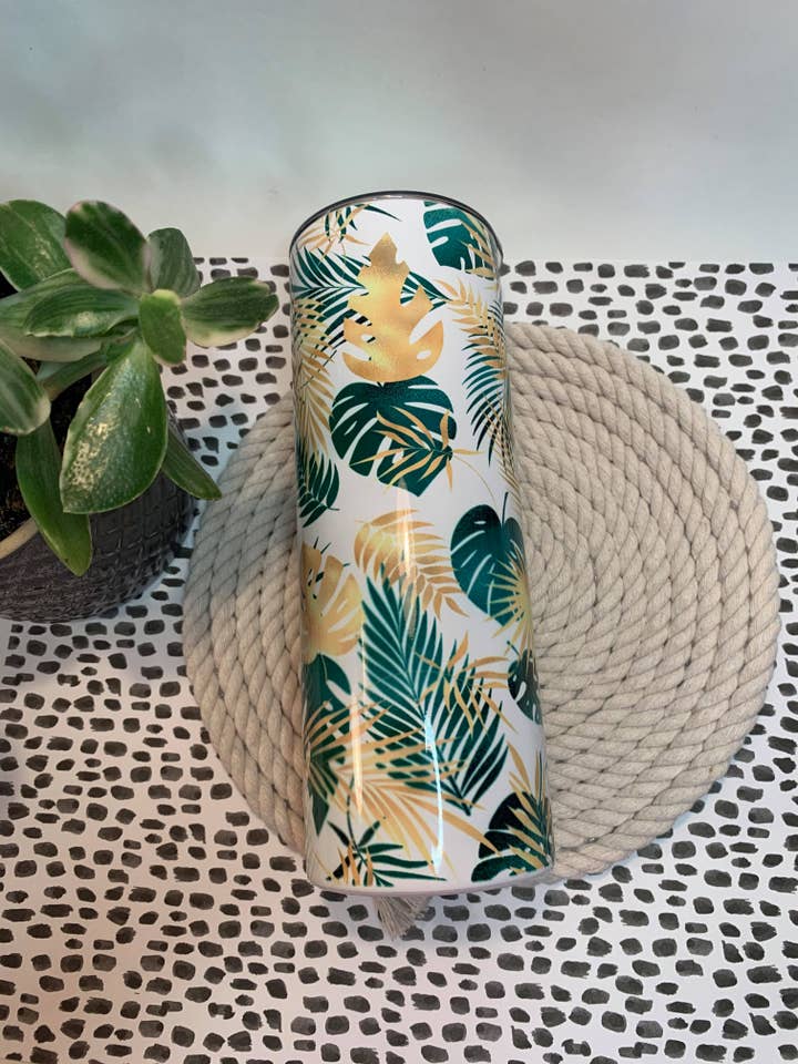 Palm Leaf 20 oz Tumbler for wholesale by Daisy’s and Designs