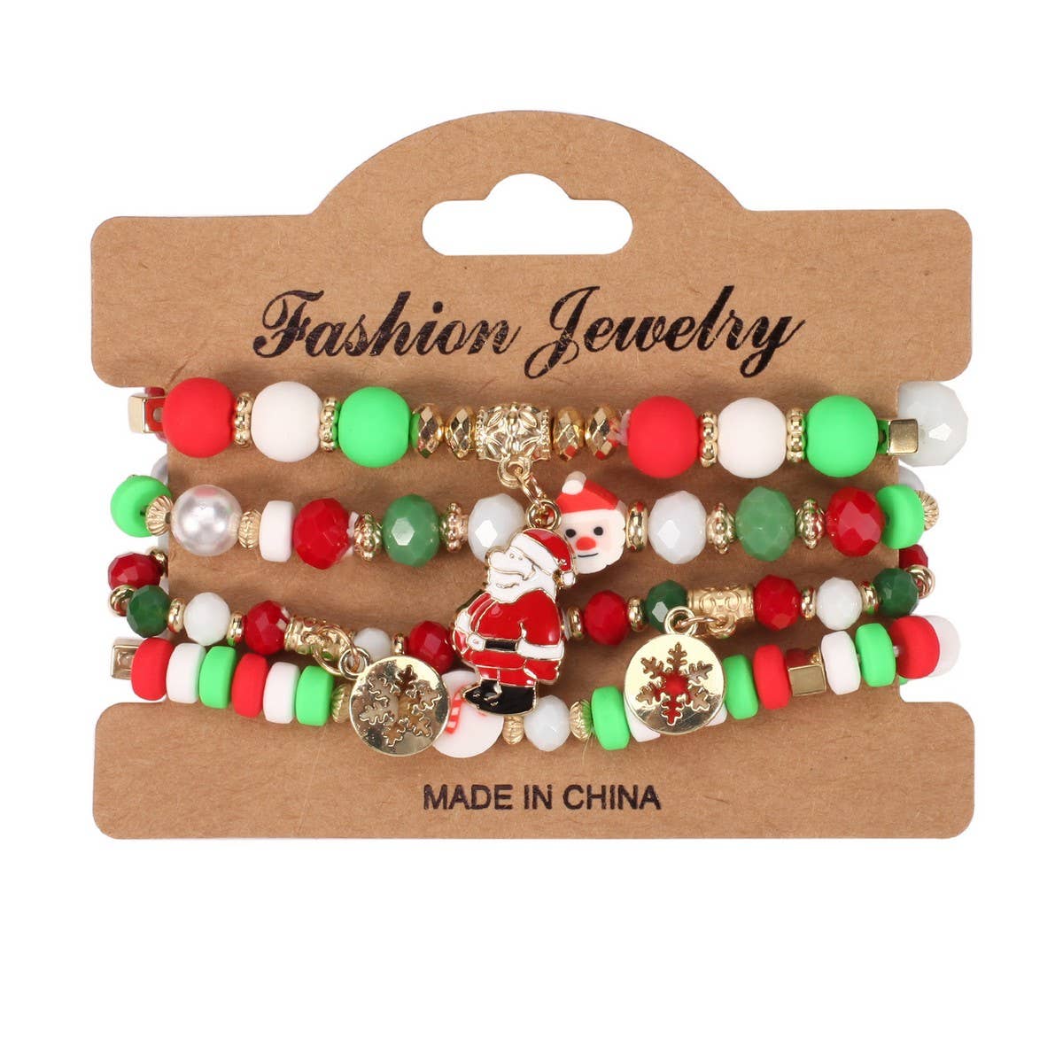 NINEXIS - Wholesale Beaded Bracelet - CWMM10448_CHRISTMAS CHARM BEADED BRACELET SNOWMAN TREE GIFT6
