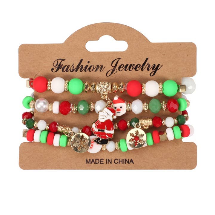 NINEXIS - Wholesale Beaded Bracelet - CWMM10448_CHRISTMAS CHARM BEADED BRACELET SNOWMAN TREE GIFT6