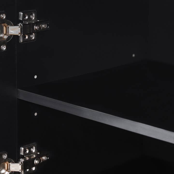 39F Inc. - Wholesale Console Table - Graceful Black TV Stand for 78" TVs - Solid Wood Legs15