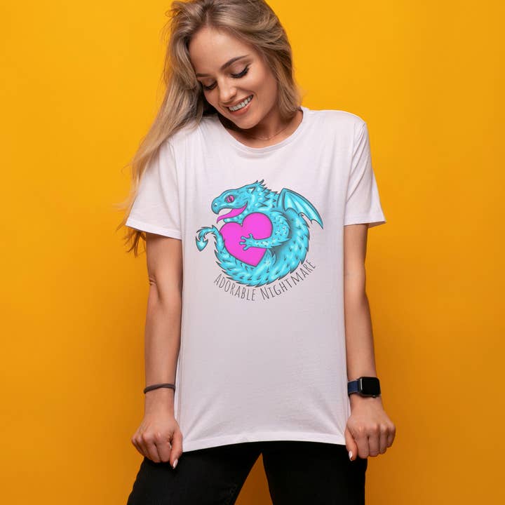 Hannah Kate Makes – wholesale T-shirt (graphic) – unisex – Baby Dragon & Heart T-shirt - White - 100% Cotton9