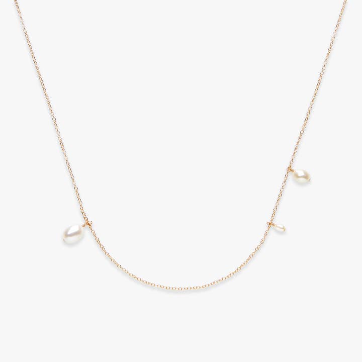 Asymmetrisk perlehalskæde guldfyldt for engroshandel hos Koi Atelier