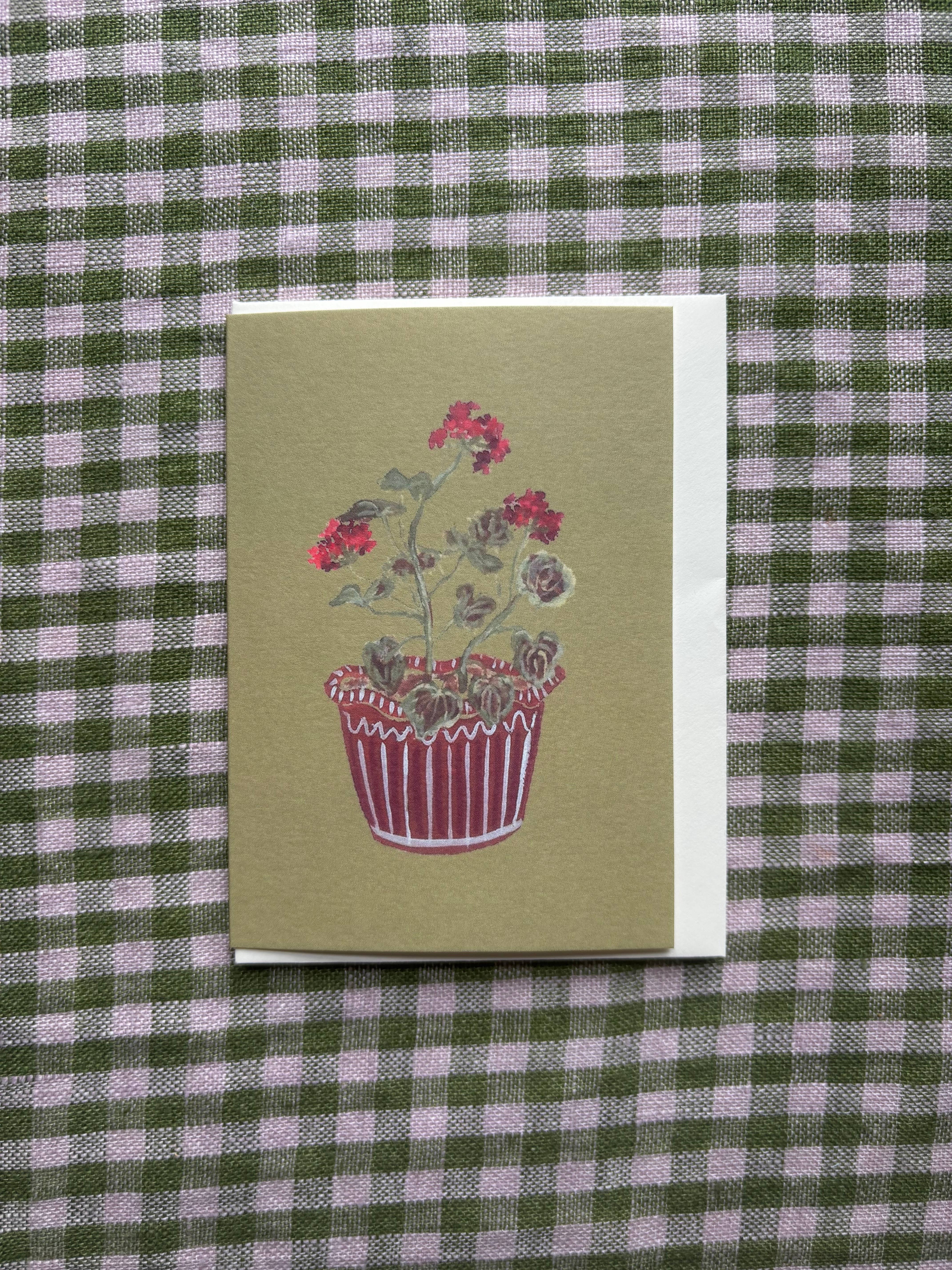 Harriet Watson - Wholesale Everyday Greeting Card - Red Geraniums mini card