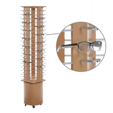 Specialty Store Services - Wholesale Retailer Display Stand/Case - Maple Wooden Floor Standing Eyewear Spinner - 90 Pairs0