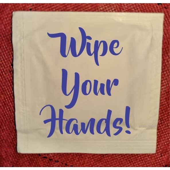 Party Bibs - Venta al por mayor Desinfectante de manos - ¡Límpiate las manos! Toallitas húmedas, diseño de stock, paquete de 252