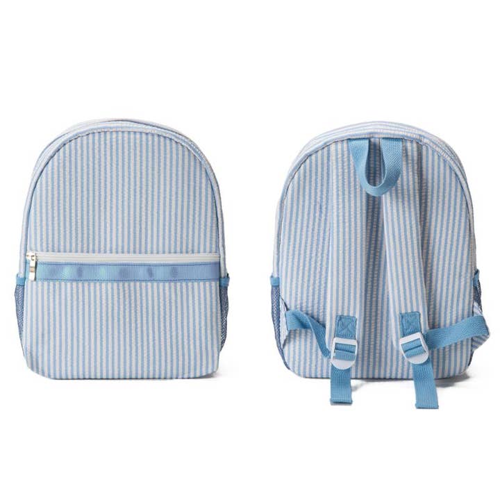 Kids Seersucker Brooks Backpack for wholesale by Jane Marie