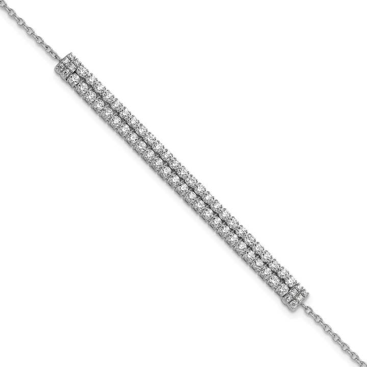 14k White Gold Lab Grown Diamond Tennis Extension Bolo Bracelet for wholesale by Fine Diamond