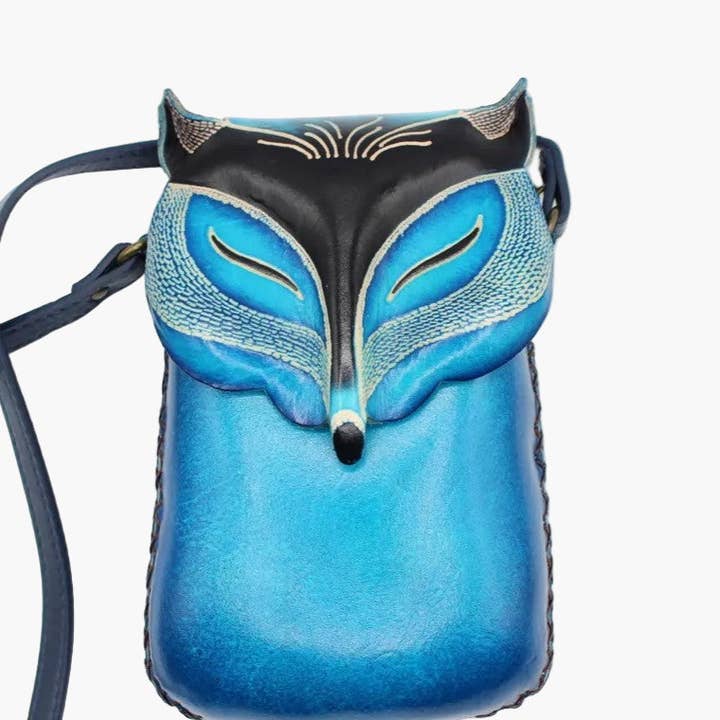 Leren Vos Tas portemonnee handtas Schoudertas blauw voor wholesale door Sunflower Handmade leather inc