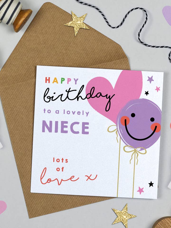 Smiley Balloon Birthday Niece for wholesale by Michelle Fiedler Design